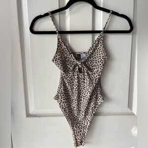 Divided leopard print bodysuit
